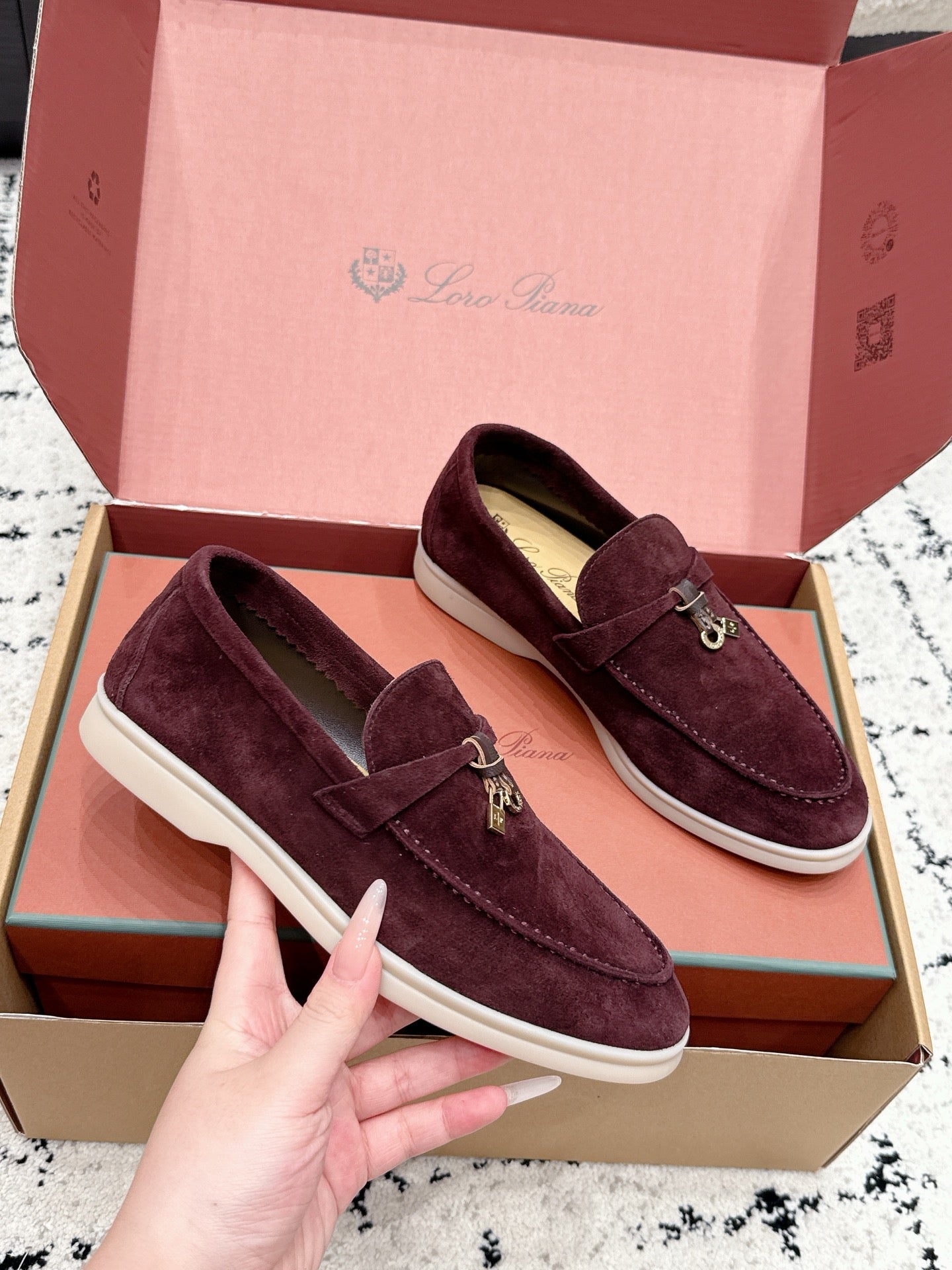 LP 26S SUMMER CHARMS WALK LOAFER IN BURGUNDY RED SUEDE GOLD HARDWARE