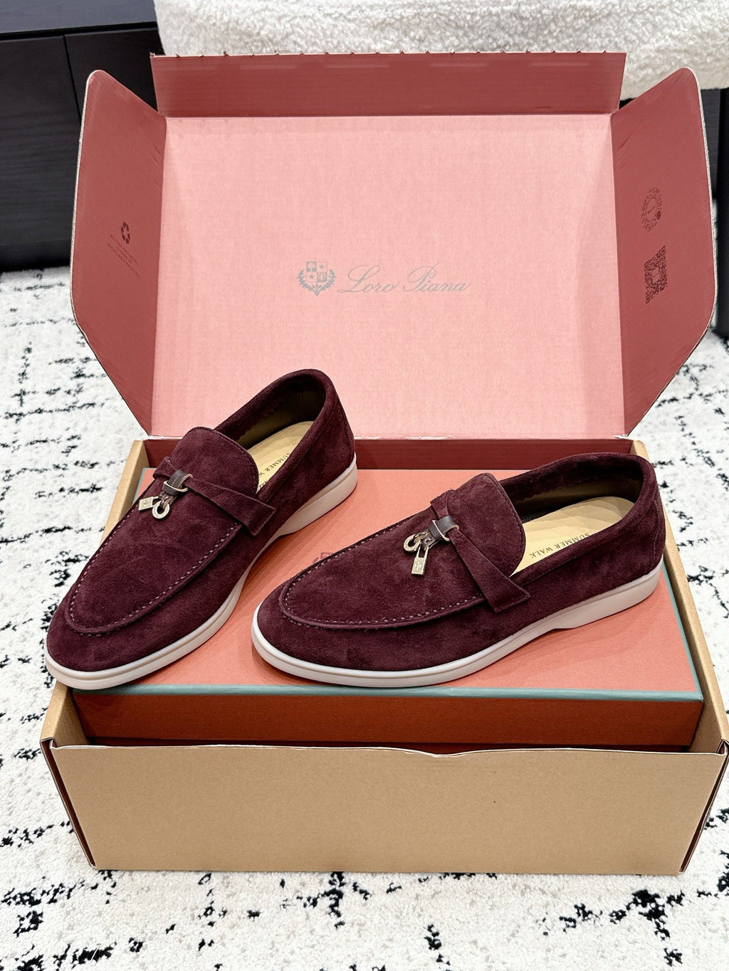 LP 26S SUMMER CHARMS WALK LOAFER IN BURGUNDY RED SUEDE GOLD HARDWARE