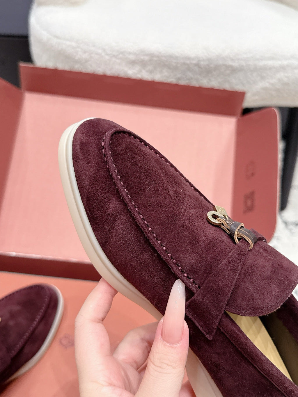 LP 26S SUMMER CHARMS WALK LOAFER IN BURGUNDY RED SUEDE GOLD HARDWARE