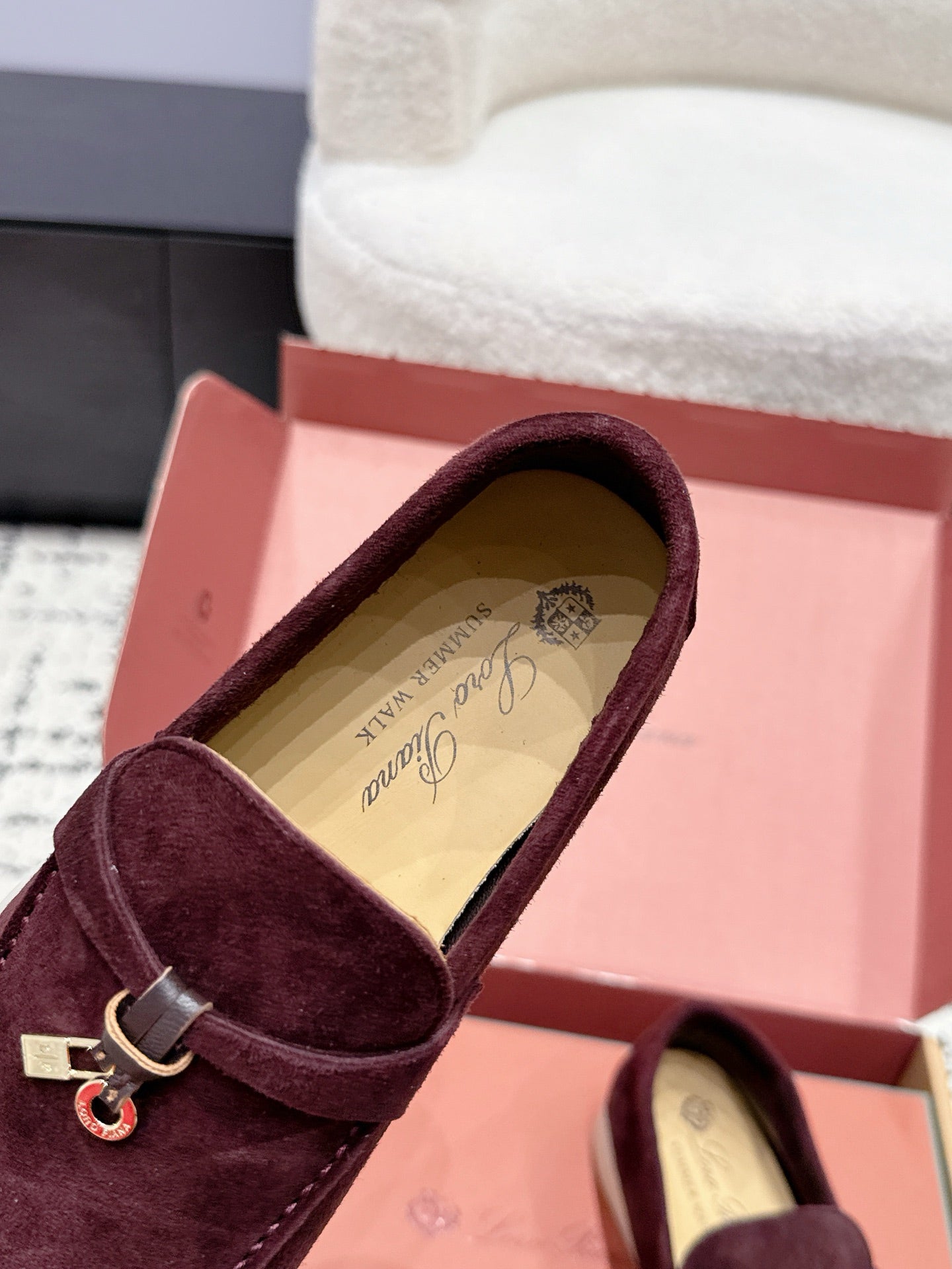 LP 26S SUMMER CHARMS WALK LOAFER IN BURGUNDY RED SUEDE GOLD HARDWARE