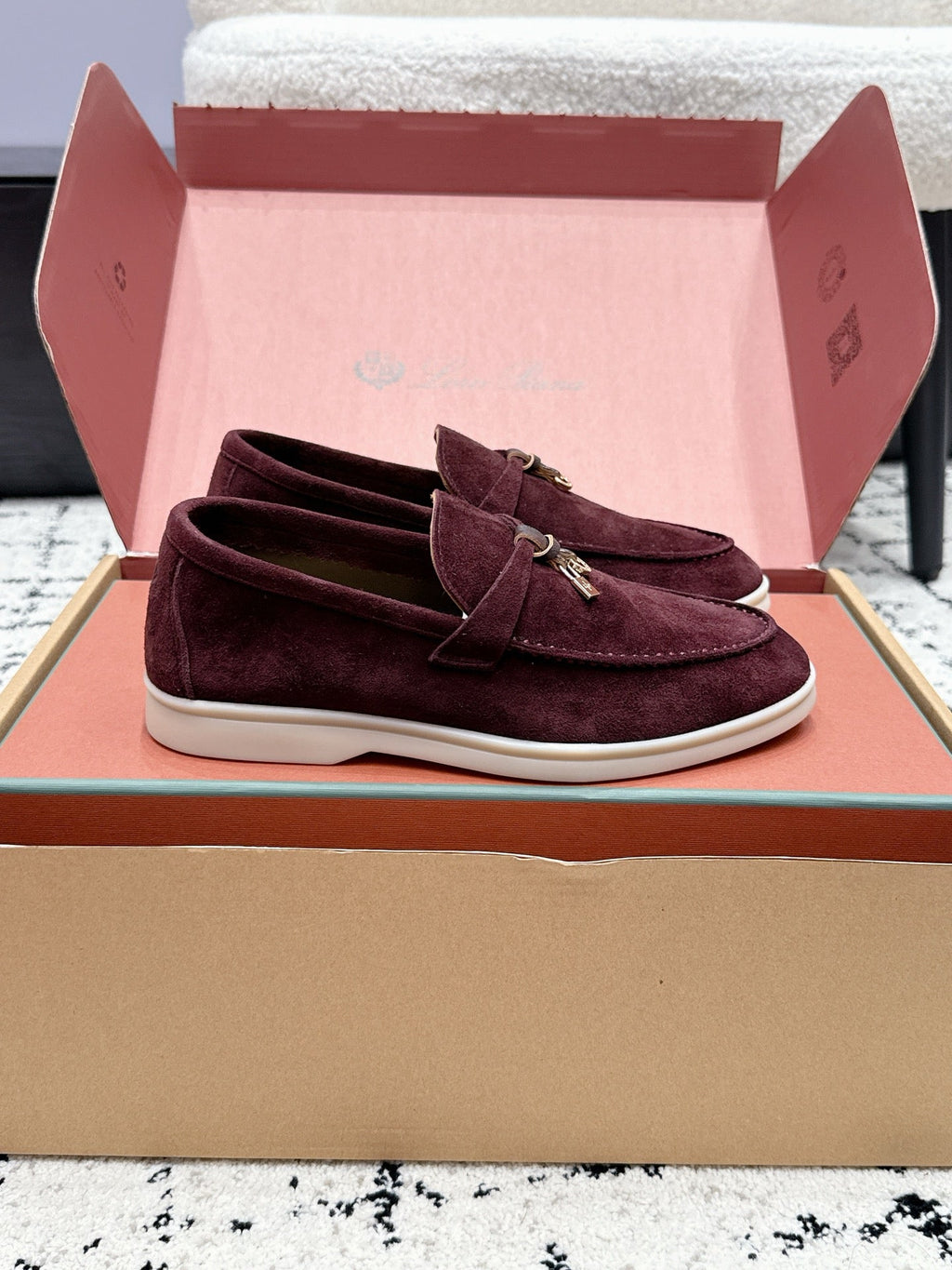 LP 26S SUMMER CHARMS WALK LOAFER IN BURGUNDY RED SUEDE GOLD HARDWARE