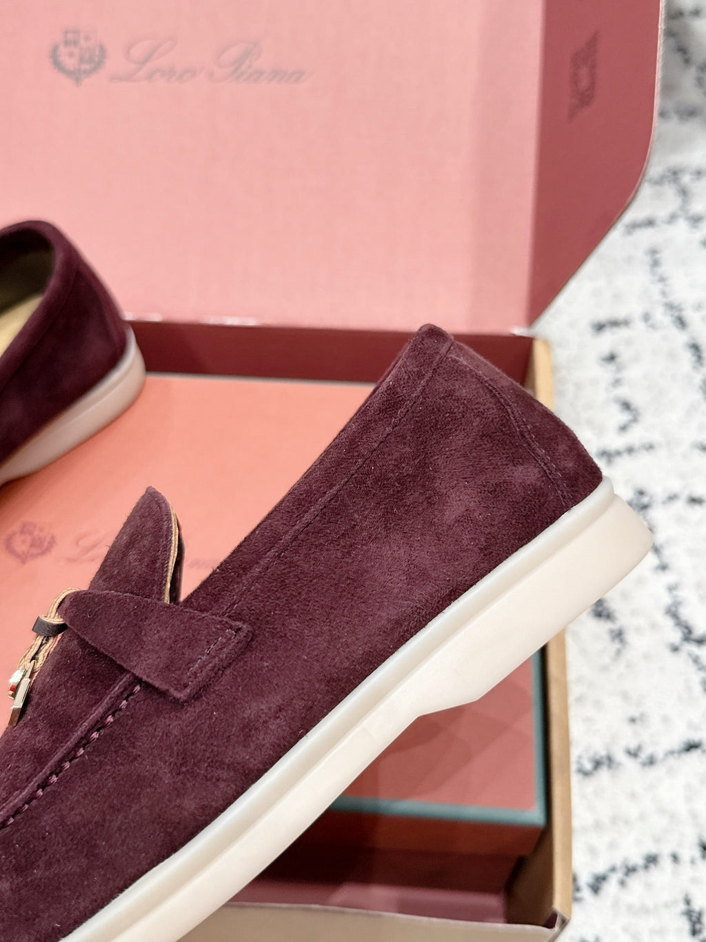 LP 26S SUMMER CHARMS WALK LOAFER IN BURGUNDY RED SUEDE GOLD HARDWARE