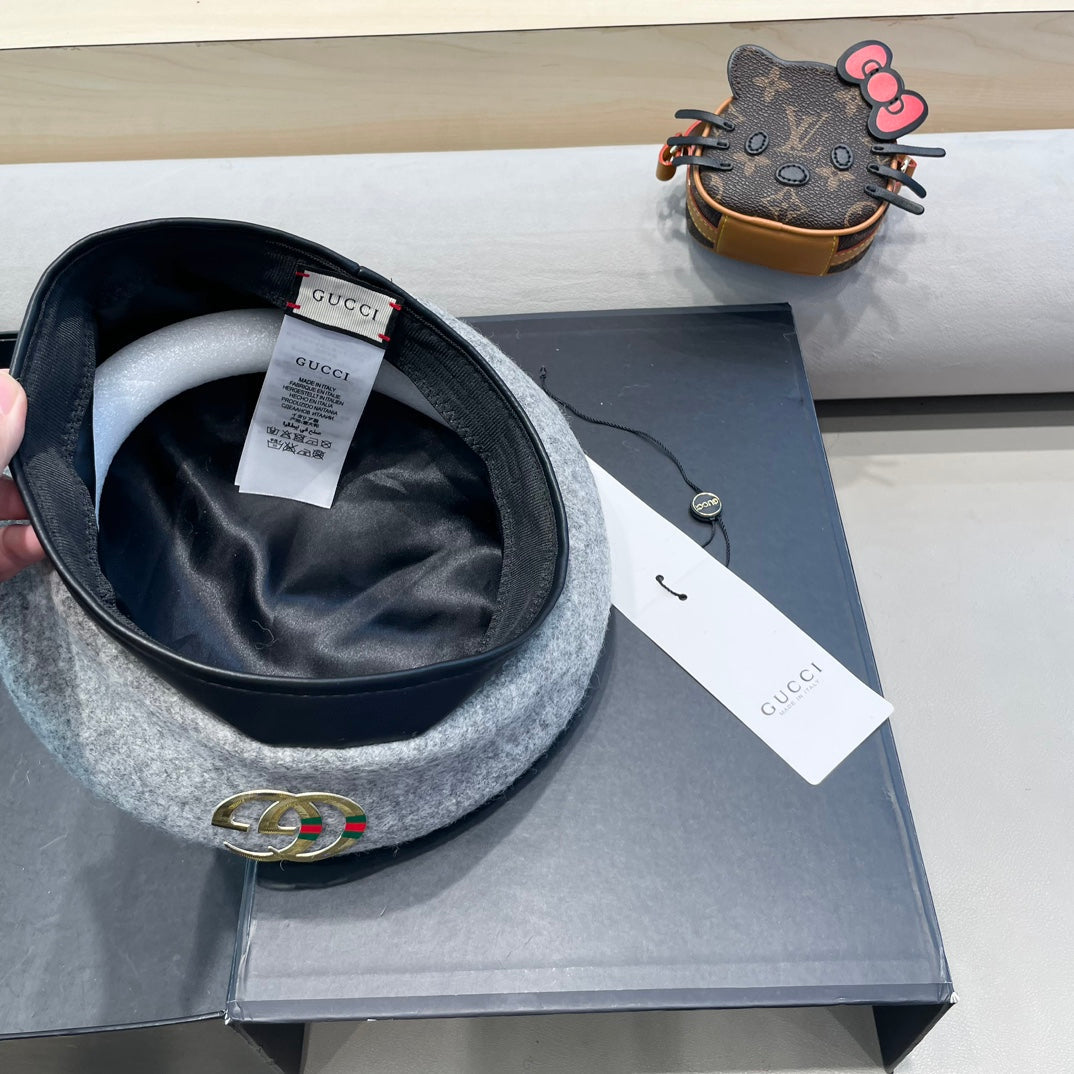 BERET HAT IN ASH GRAY WOOL 406885