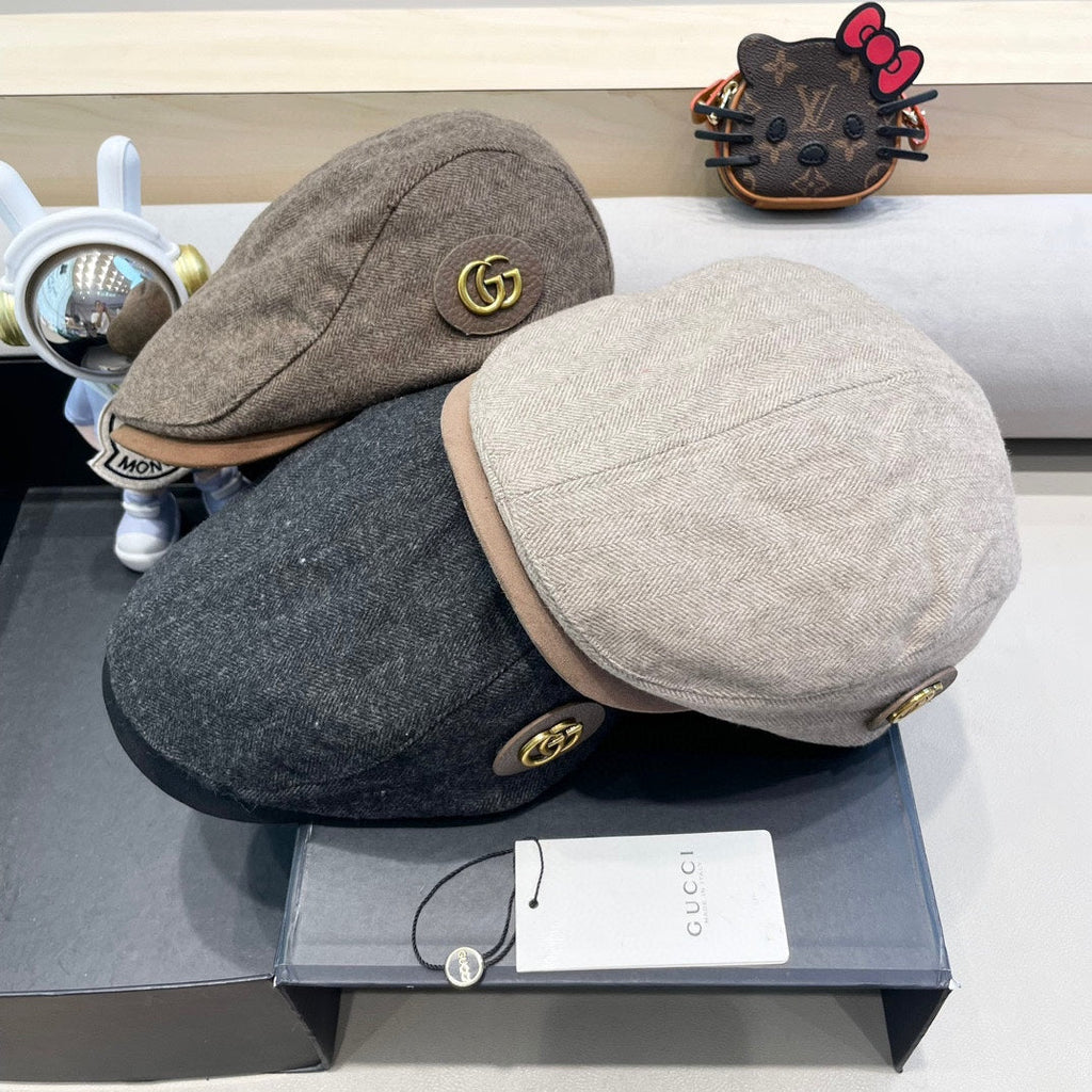 BERET RETRO HAT IN MOUSE GRAY CASHMERE 431370
