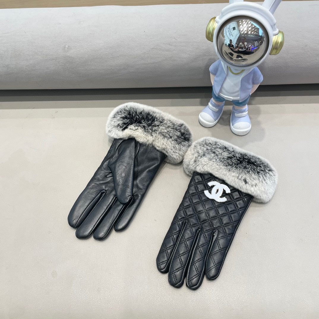 GLOVES IN BLACK LAMBSKIN WITH RABBIT FUR 463793