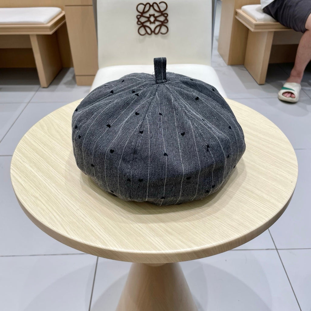 BERET HAT POLKA DOT DARK GRAY 672672