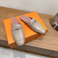 HM 26S KELLY MULE IN GREY BEIGE CALFSKIN SILVER HARDWARE