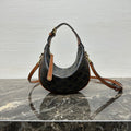 CELINE 25S TEEN LULU BAG 24 IN BLACK TRIOMPHE CANVAS AND BROWN CALFSKIN TRIM