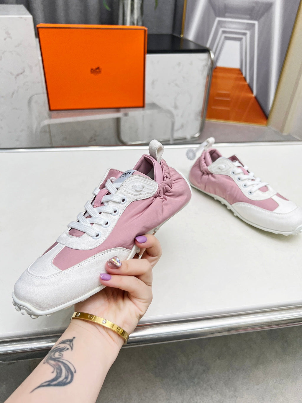 SKATEBOARD SHOES LIGHT PINK MIX WHITE SUEDE