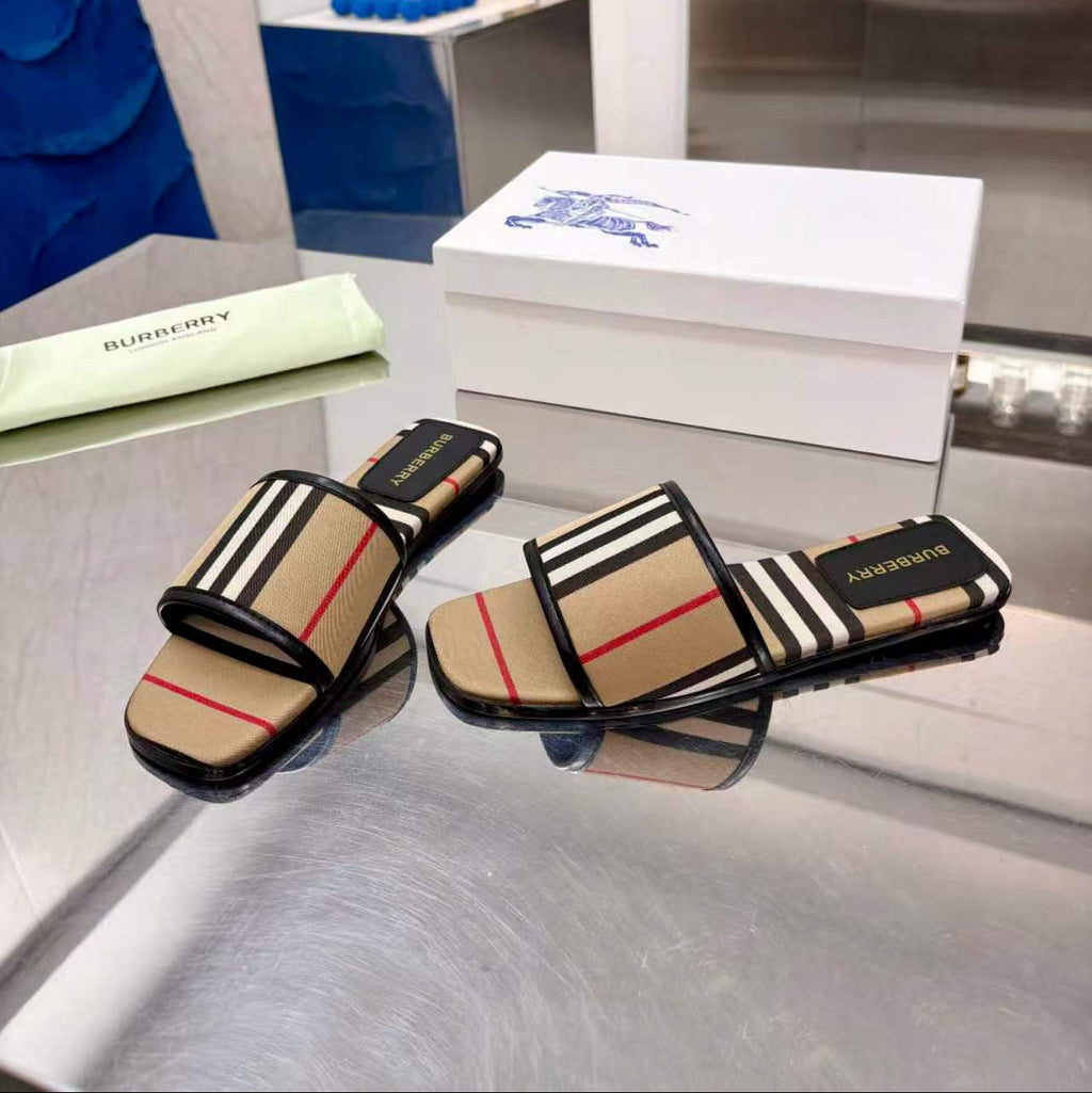 BURBERRY 26S SLIDE SANDAL IN BEIGE CANVAS