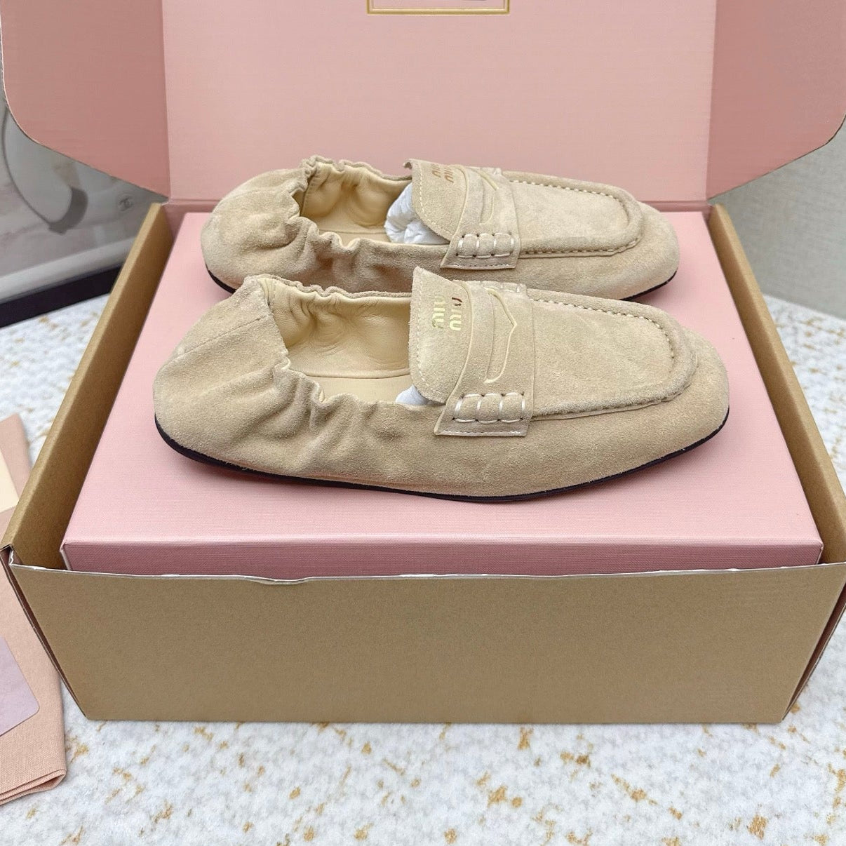 25S NAPPA LOAFERS IN BEIGE SUEDE
