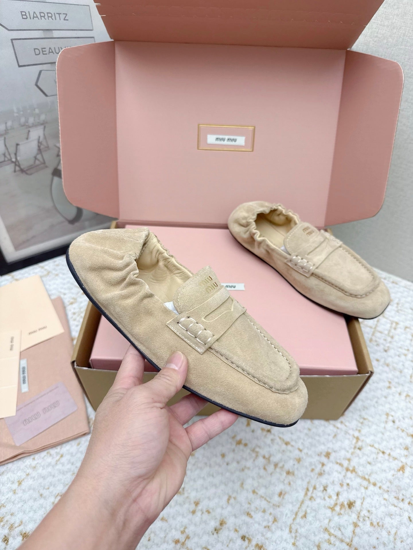 25S NAPPA LOAFERS IN BEIGE SUEDE
