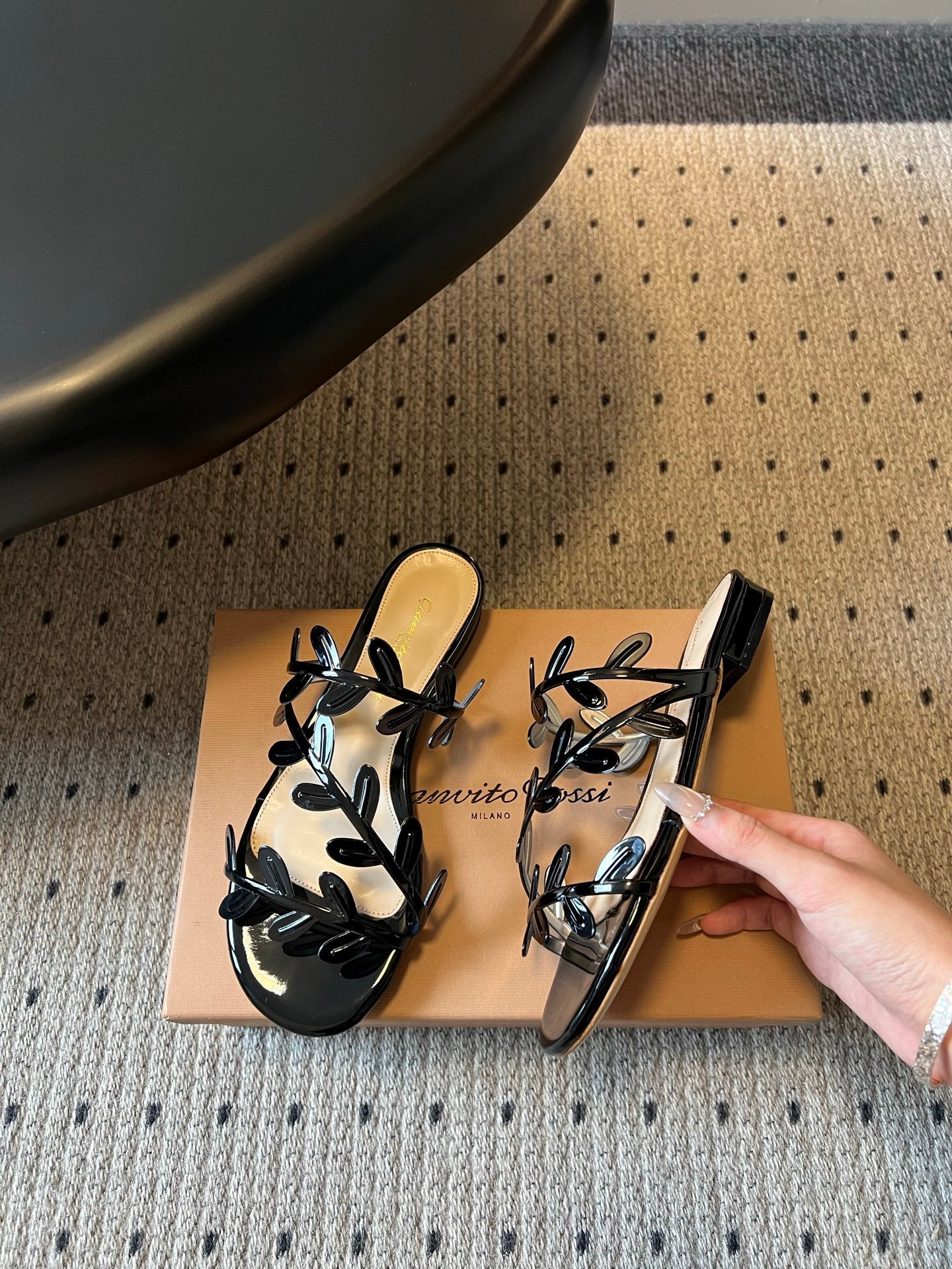 GIANVITO ROSSI 26S SANDALS IN BLACK LAMBSKIN