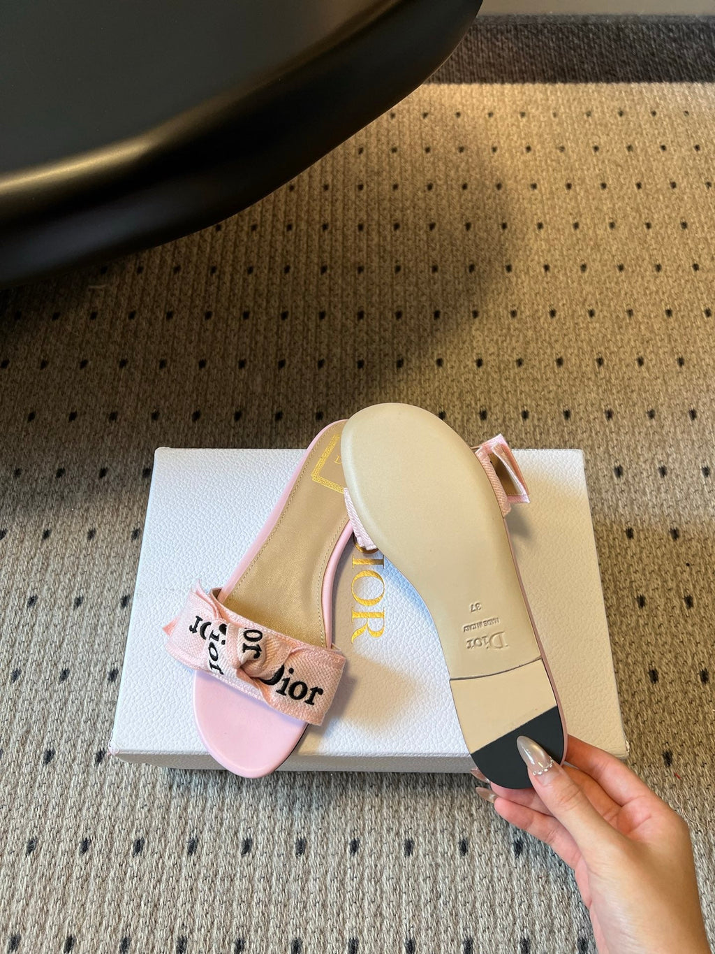 DIOR 26S DWAY SLIDE IN PINK FABRIC AND LAMBSKIN