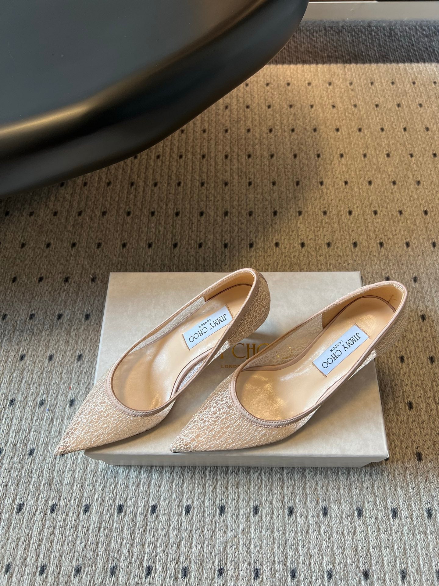 JIMMY CHOO 26S HIGH HEELS 60 MM IN NUDE MESH