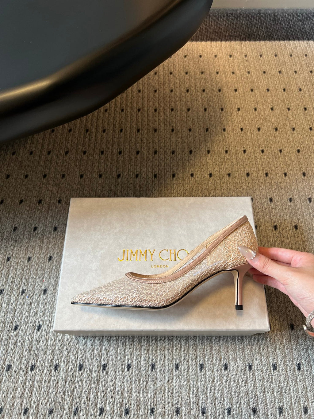 JIMMY CHOO 26S HIGH HEELS 60 MM IN NUDE MESH