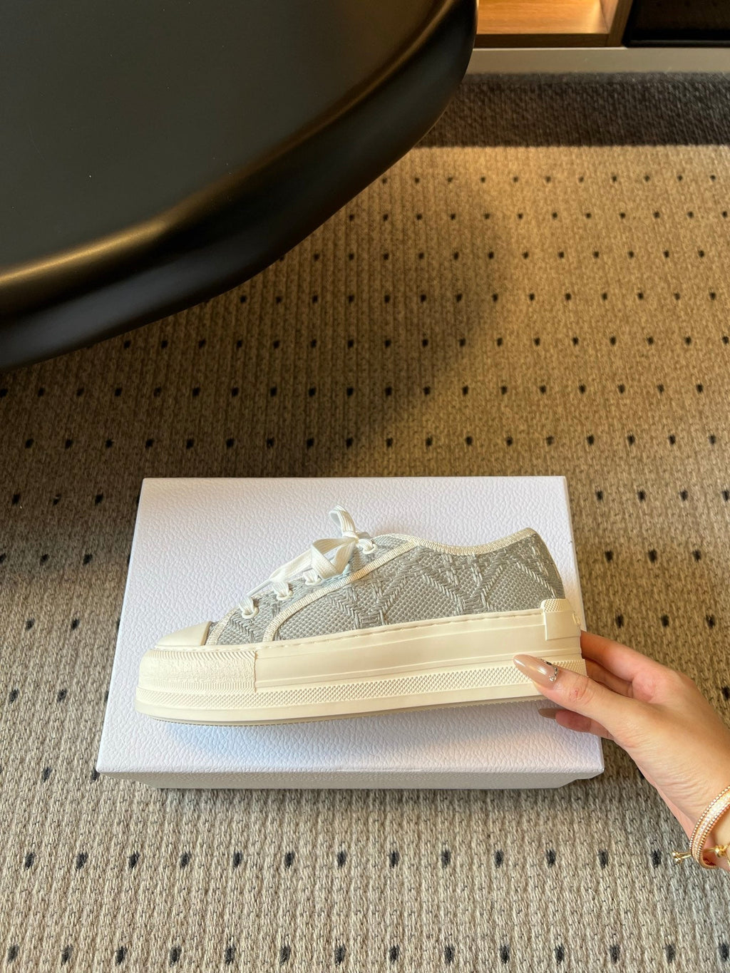 DIOR 26S LOW-TOP SNEAKER 50MM IN BLUE GREY OBLIQUE EMBROIDERED CANVAS