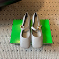 BOTTEGA VENETA 26S MARY JANE FLATS IN DARK GREY LAMBSKIN WITH GOLD HARDWARE