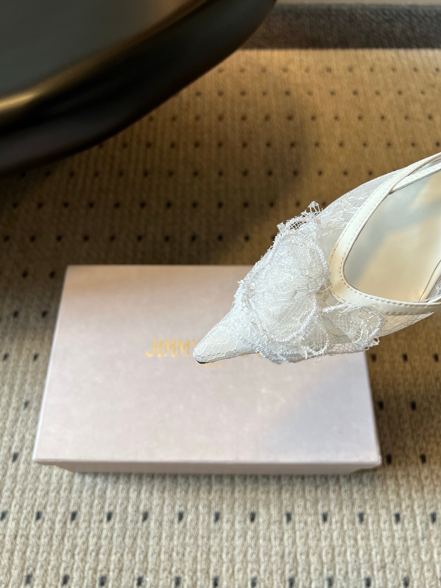 JIMMY CHOO 26S HEELED SLINGSBACKS 50 MM IN WHITE LACE AND CALFSKIN