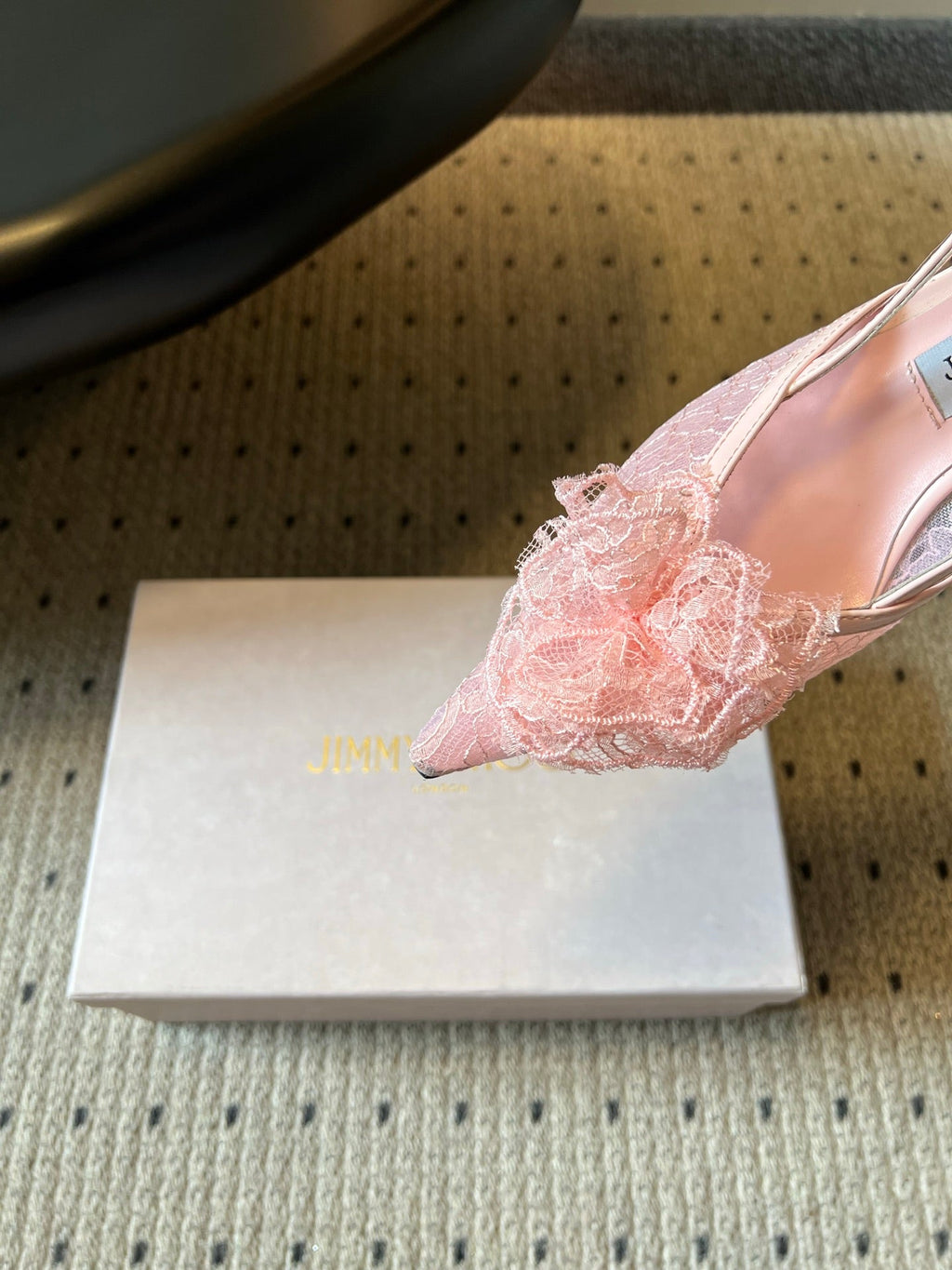 JIMMY CHOO 26S HEELED SLINGSBACKS 50 MM IN BALLET PINK LACE AND CALFSKIN