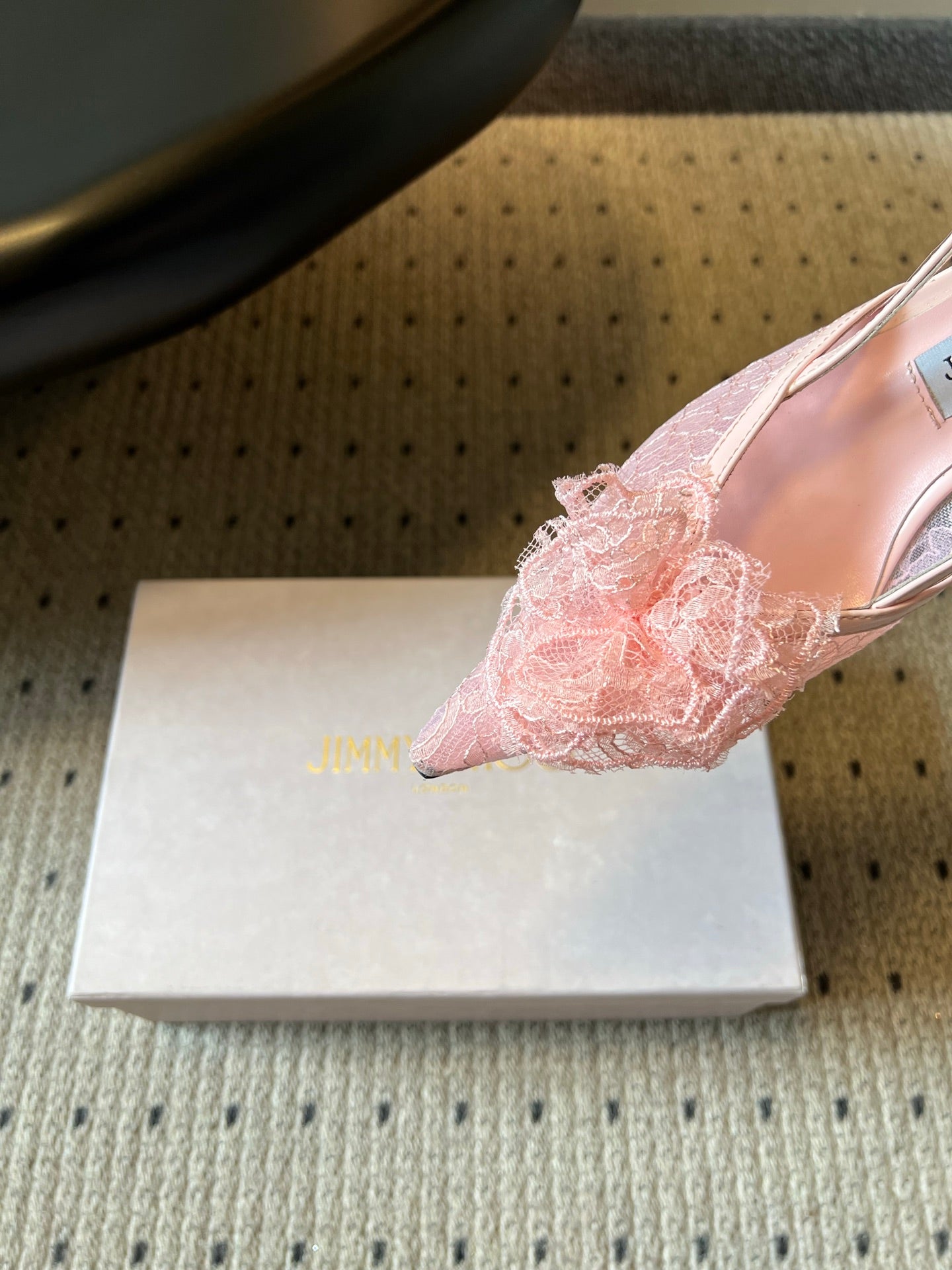 JIMMY CHOO 26S HEELED SLINGSBACKS 50 MM IN BALLET PINK LACE AND CALFSKIN