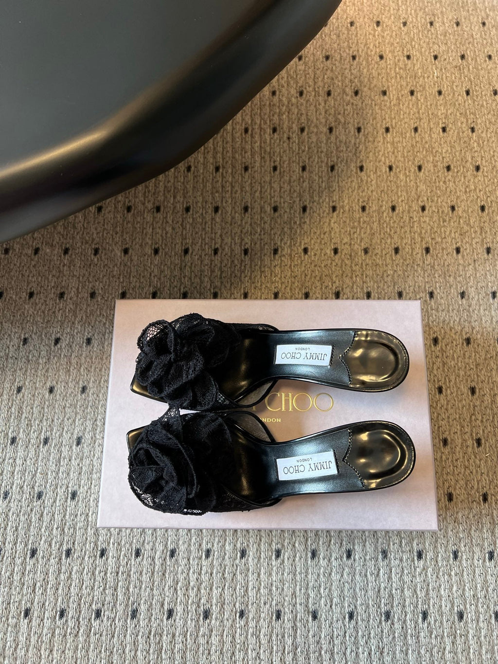 JIMMY CHOO 26S HIGH-HEEL SANDALS 70 MM IN BLACK LACE AND CALFSKIN