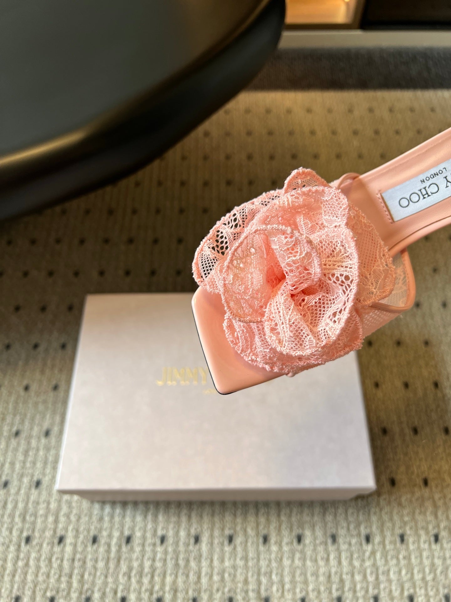 JIMMY CHOO 26S HIGH-HEEL SANDALS 70 MM IN BALLET PINK LACE AND CALFSKIN
