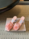 JIMMY CHOO 26S HIGH-HEEL SANDALS 70 MM IN BALLET PINK LACE AND CALFSKIN