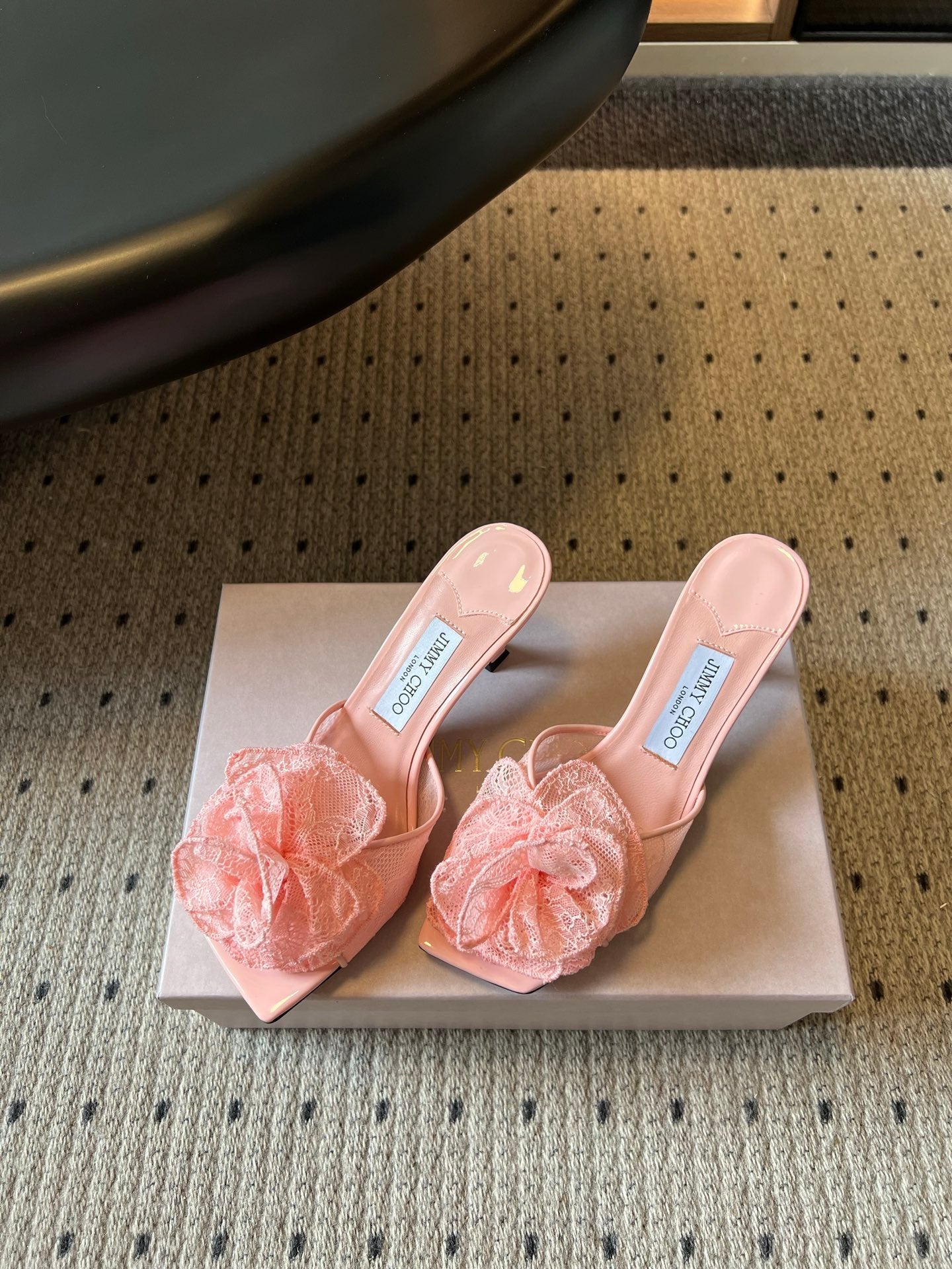 JIMMY CHOO 26S HIGH-HEEL SANDALS 70 MM IN BALLET PINK LACE AND CALFSKIN