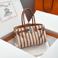 BIRKIN SHOULDER 29 IN GOLD CALFSKIN ÉCRU/BEIGE/FAUVE/ROSE POP/NOIR EMBROIDERY CANVAS
