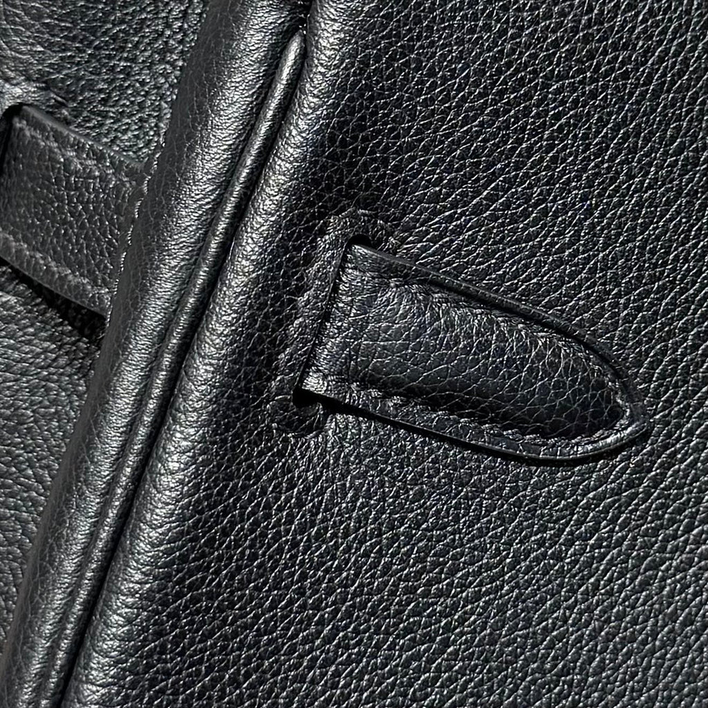 HERMES 25S SHOULDER BIRKIN 29 IN BLACK CALFSKIN SILVER HARDWARE