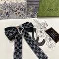 RIBBON BOW HAIR CLIP IN BLACK RE-NYLON ATTACHED PEARL 358260