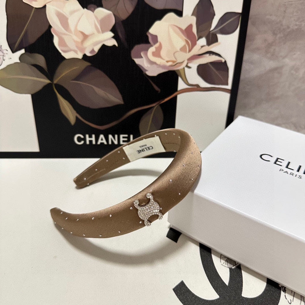 COFFEE BROWN SILK WITH CRYSTAL HAIRBAND 400486