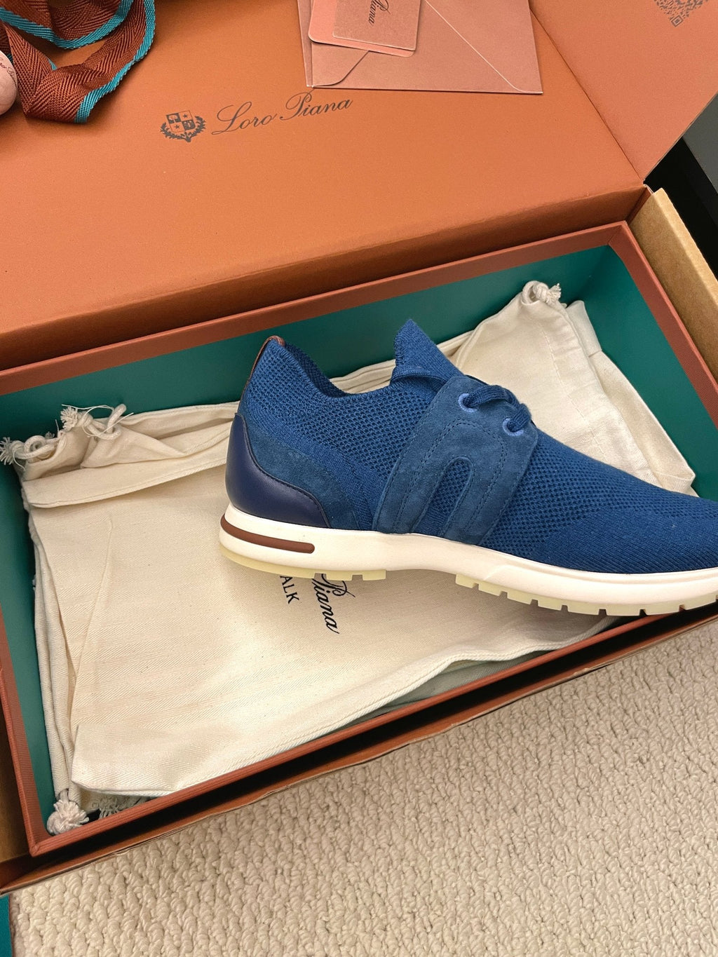 LP 26S BASIC 360 FLEXY WALK SNEAKER IN DARK BLUE FABRICS AND CALFSKIN