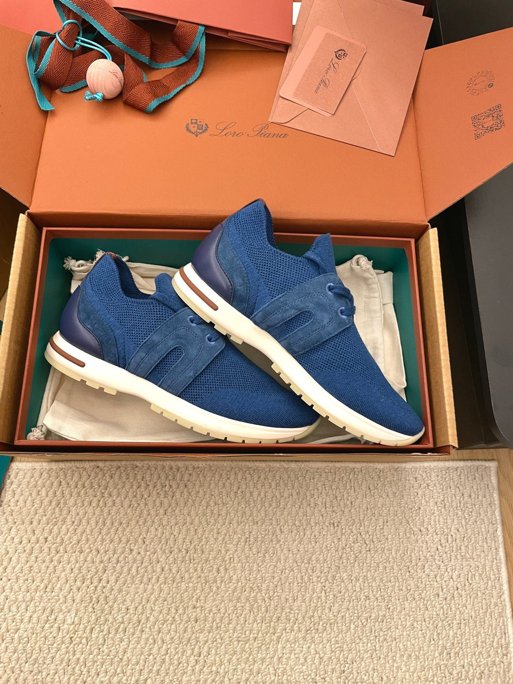 LP 26S BASIC 360 FLEXY WALK SNEAKER IN DARK BLUE FABRICS AND CALFSKIN