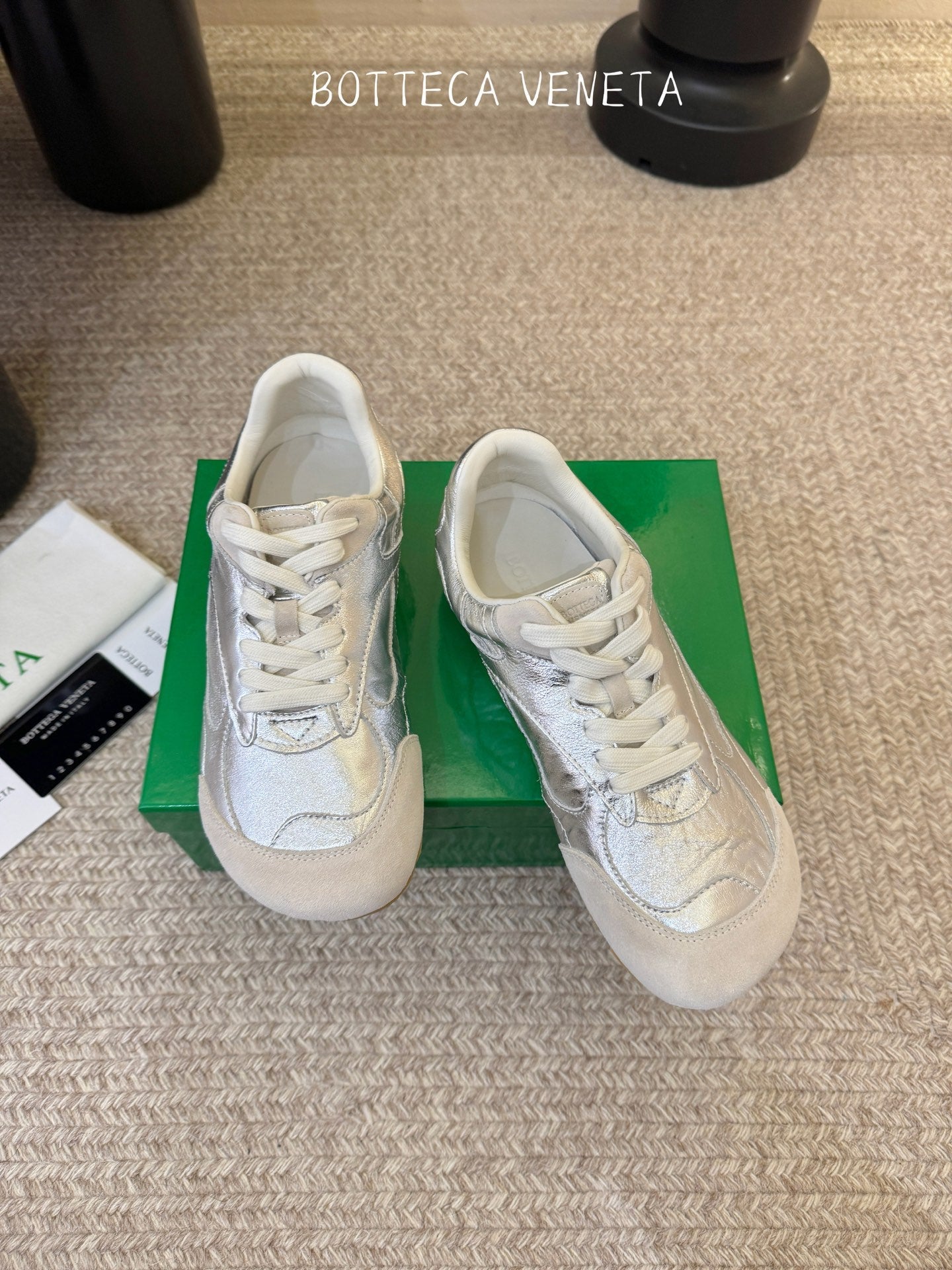 BOTTEGA VENETA 26S SNEAKERS IN SILVER CALFSKIN