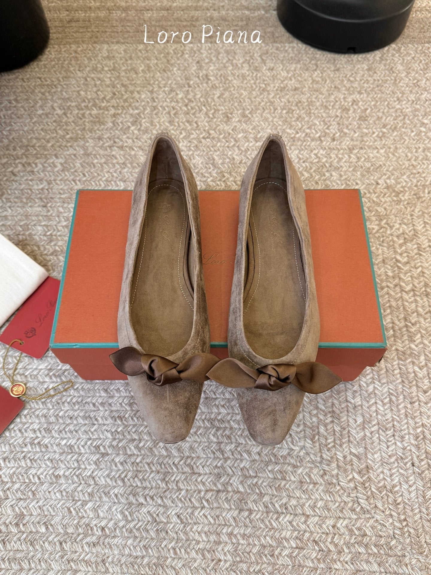 LP 26S BALLET FLATS IN BROWN SUEDE WITH SATIN BOW
