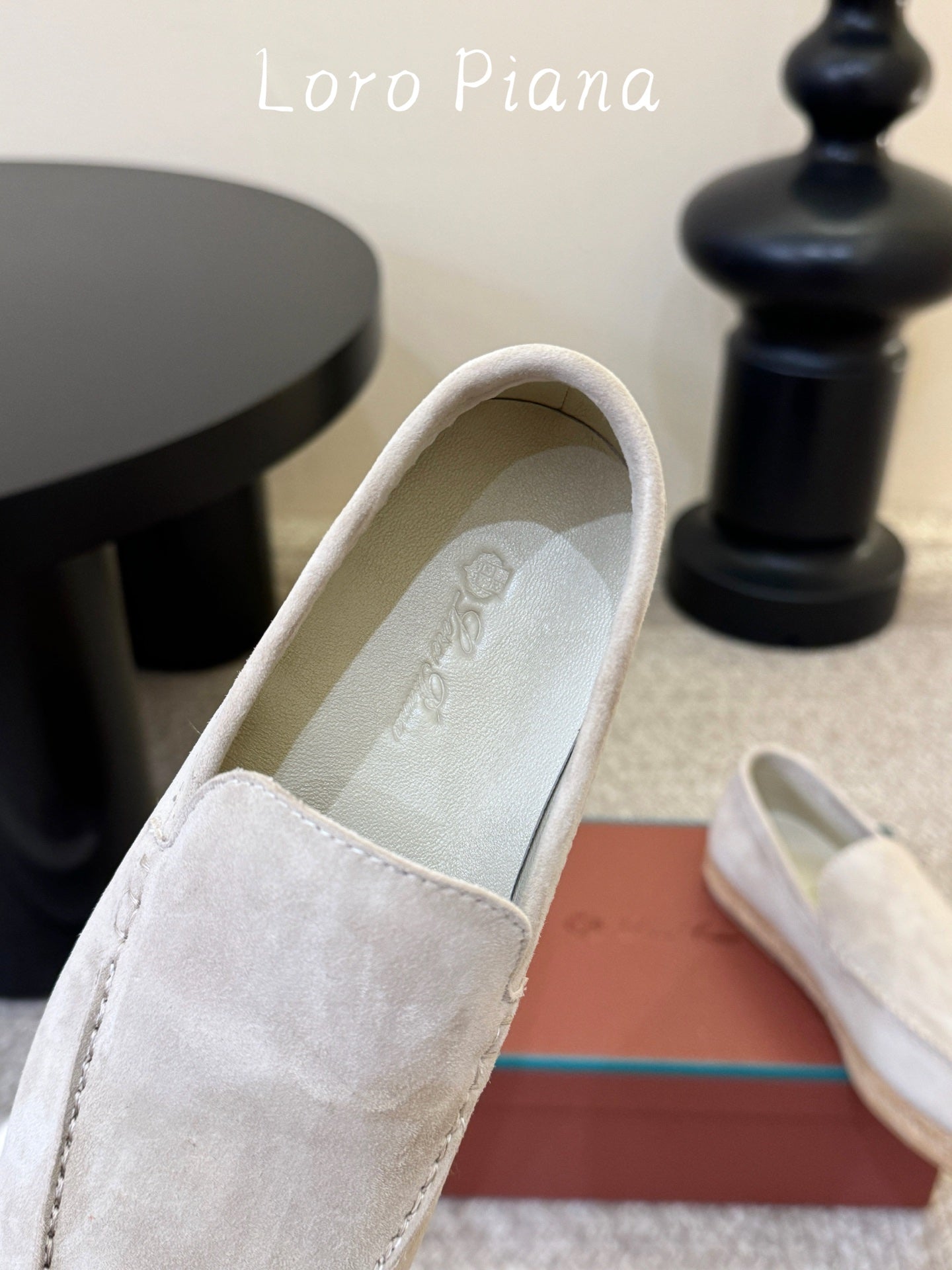 LP 26S ESPADRILLE LOAFERS IN LIGHT GREY SUEDE WITH JUTE TRIM