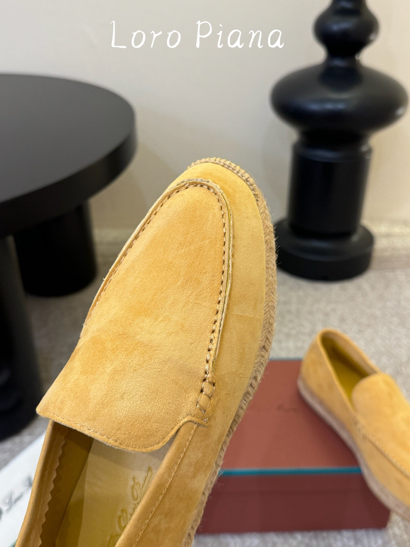 LP 26S ESPADRILLE LOAFERS IN YELLOW SUEDE WITH JUTE TRIM
