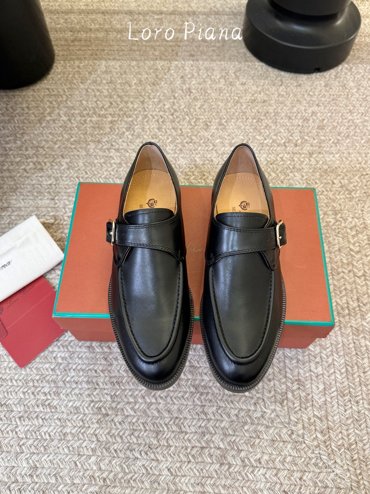 LP 26S MONK STRAP LOAFERS IN BLACK CALFSKIN SILVER HARDWARE