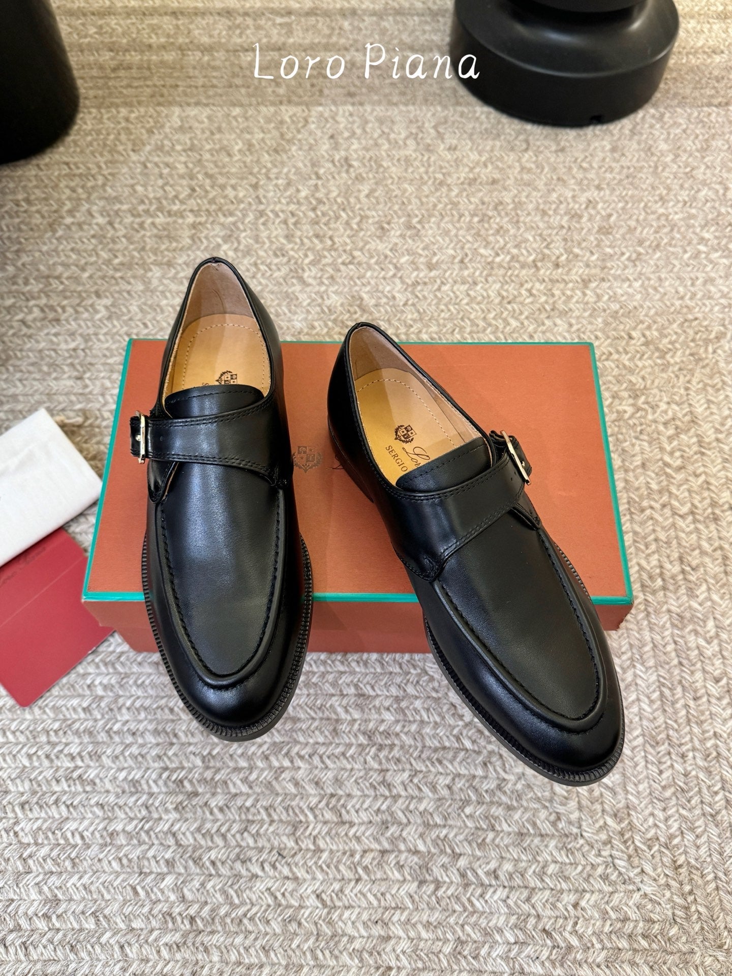 LP 26S MONK STRAP LOAFERS IN BLACK CALFSKIN SILVER HARDWARE
