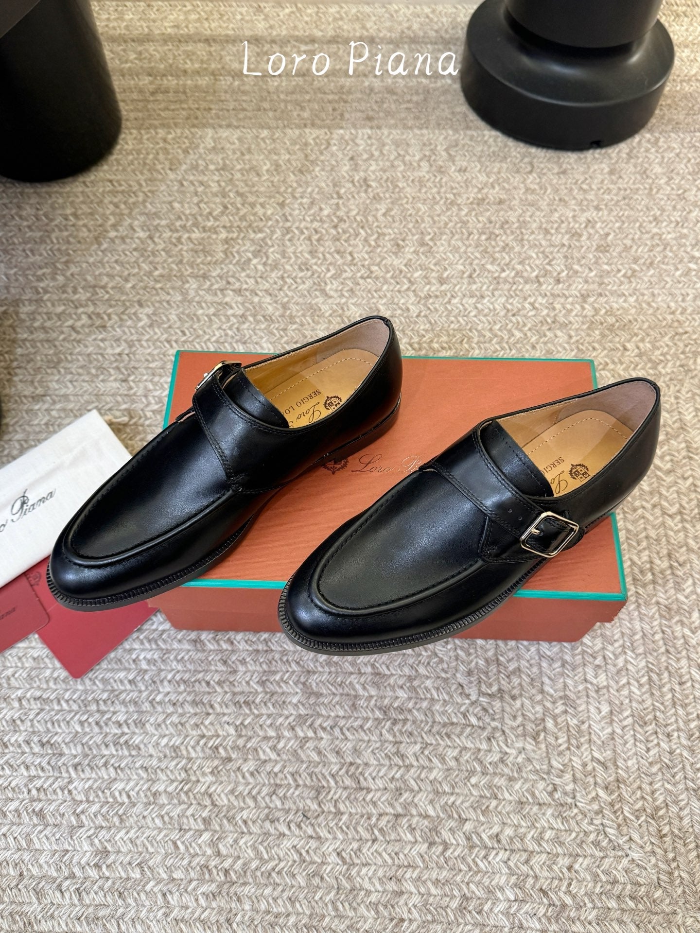LP 26S MONK STRAP LOAFERS IN BLACK CALFSKIN SILVER HARDWARE