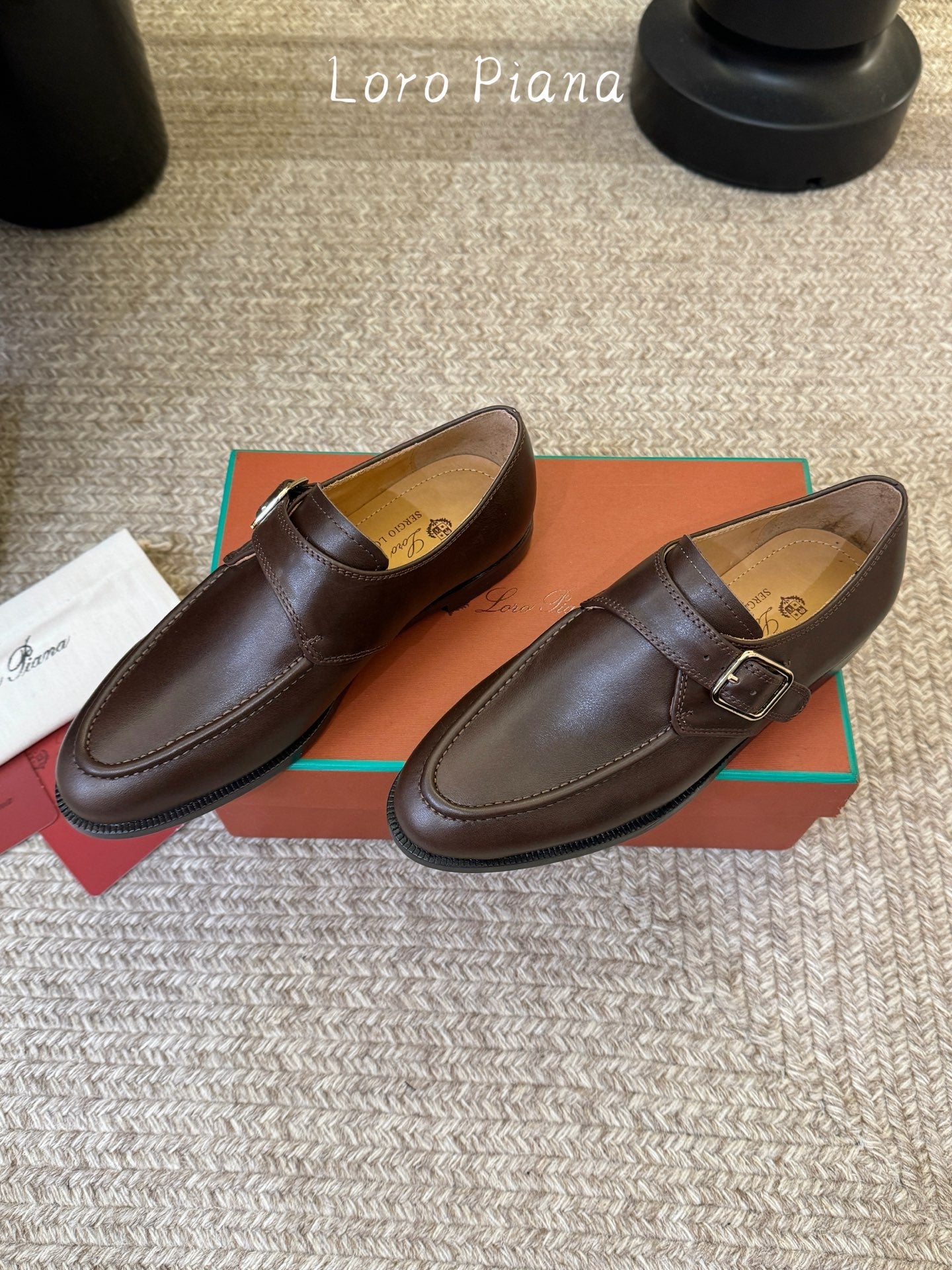 LP 26S MONK STRAP LOAFERS IN DARK BROWN CALFSKIN SILVER HARDWARE