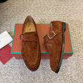 LP 26S MONK STRAP LOAFERS IN CARAMEL BROWN SUEDE SILVER HARDWARE