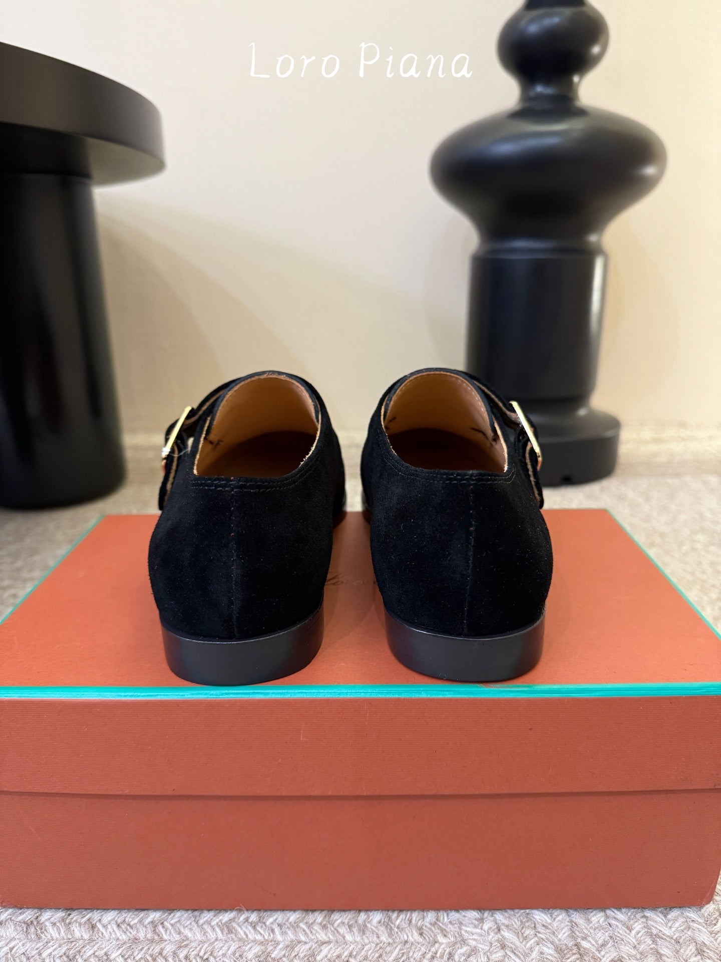 LP 26S MONK STRAP LOAFERS IN BLACK SUEDE SILVER HARDWARE