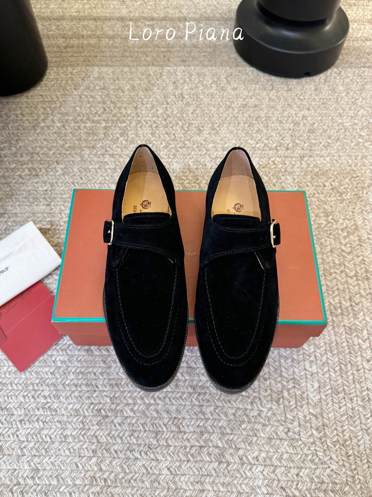 LP 26S MONK STRAP LOAFERS IN BLACK SUEDE SILVER HARDWARE