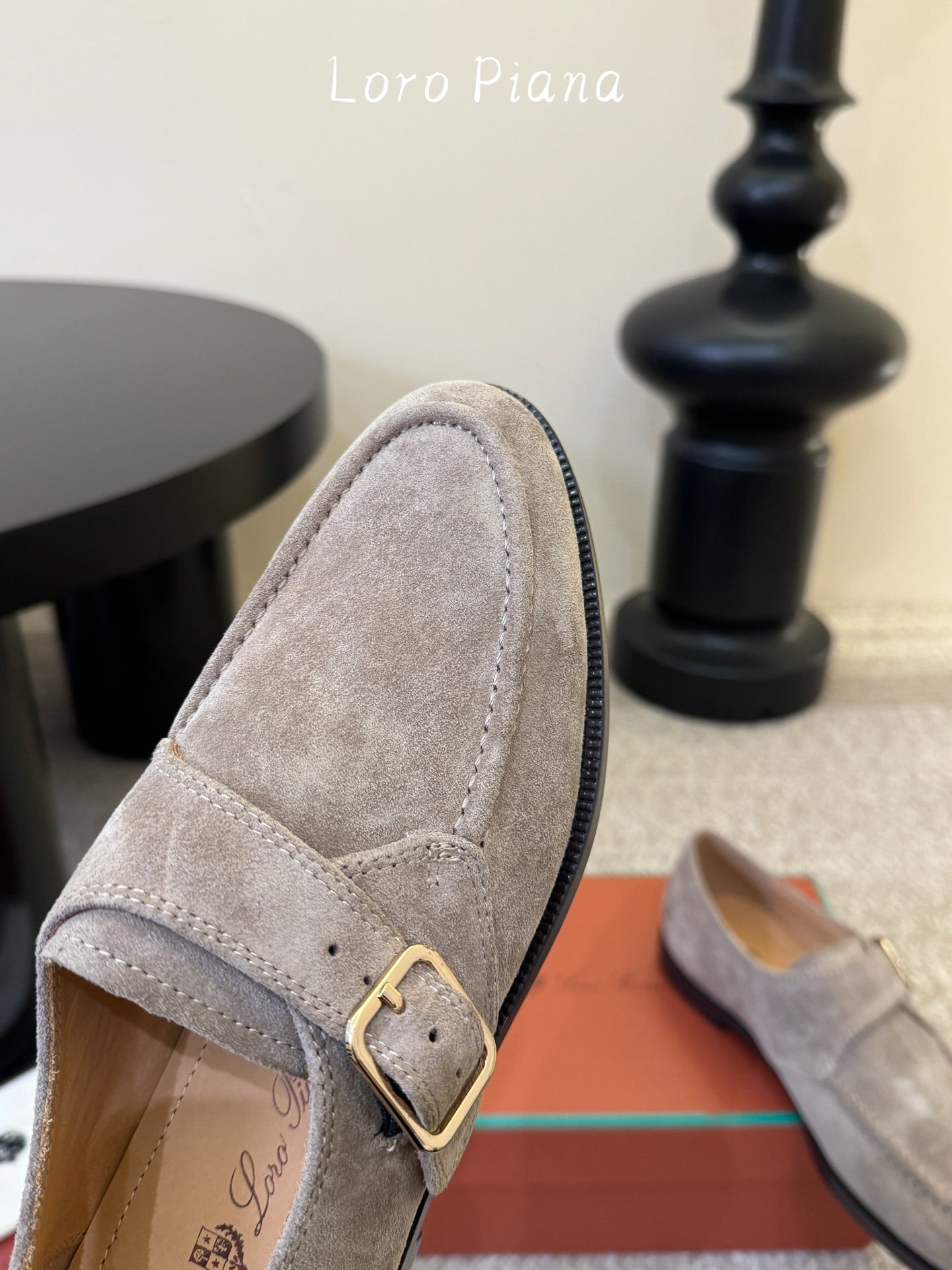 LP 26S MONK STRAP LOAFERS IN LIGHT GREY SUEDE SILVER HARDWARE