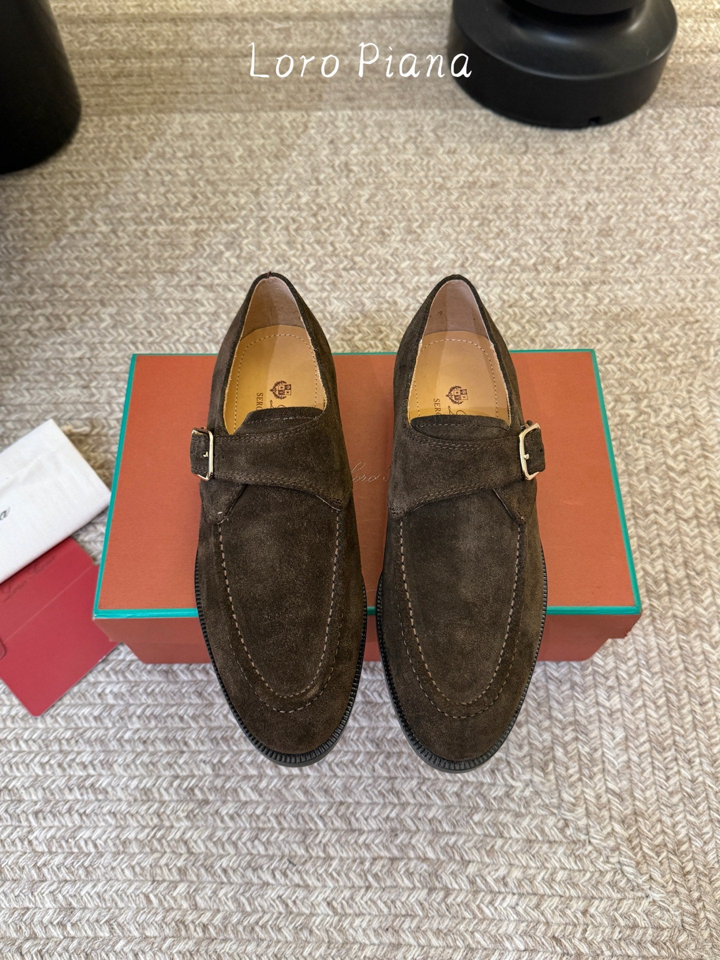 LP 26S MONK STRAP LOAFERS IN DARK BROWN SUEDE SILVER HARDWARE
