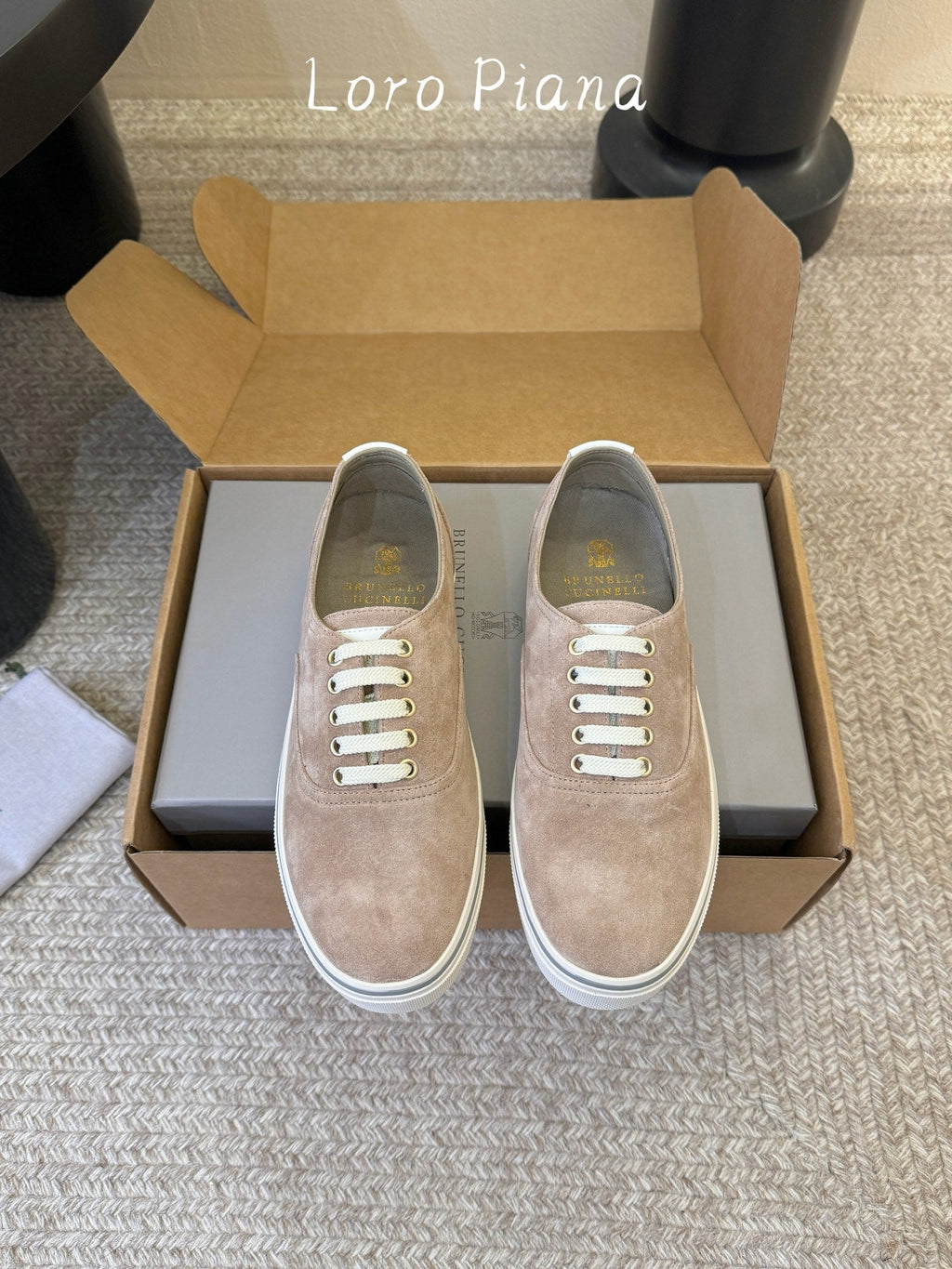 LP 26S LACE-UP SNEAKERS IN LIGHT BROWN SUEDE