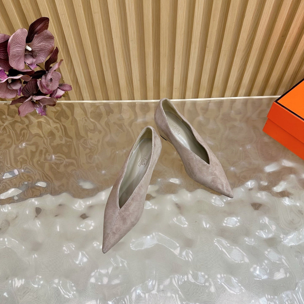 HM 25S HIGH-HEEL WEDGE SHOES 50 MM IN DUSTY BEIGE SUEDE